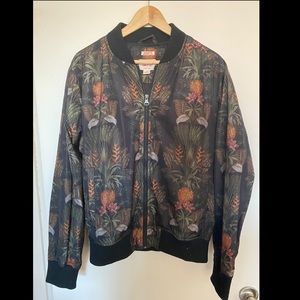 Tropical print windbreaker bomber
